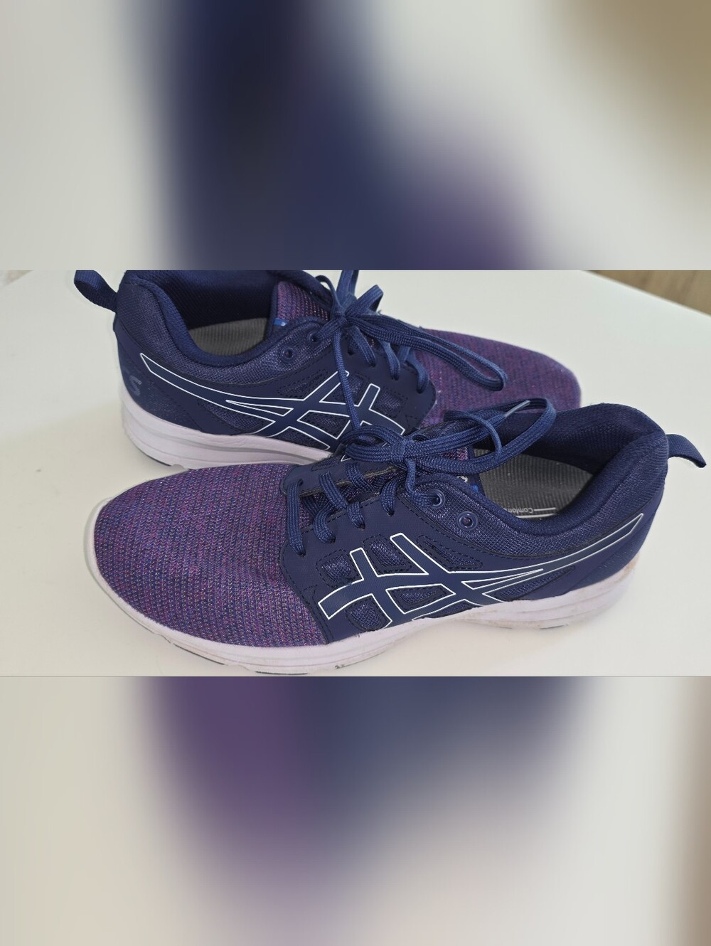 ASICS Navy and Purple Women's Athletic Running Shoes